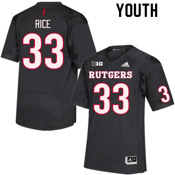 Youth #33 Lance Rice Rutgers Scarlet Knights College Football Jerseys Stitched Sale-Black - Click Image to Close